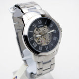  Shop Authentic Fossil Grant Automatic Skeleton Black Dial Silver Steel Strap Watch for Men - ME3103 - Luxxuri