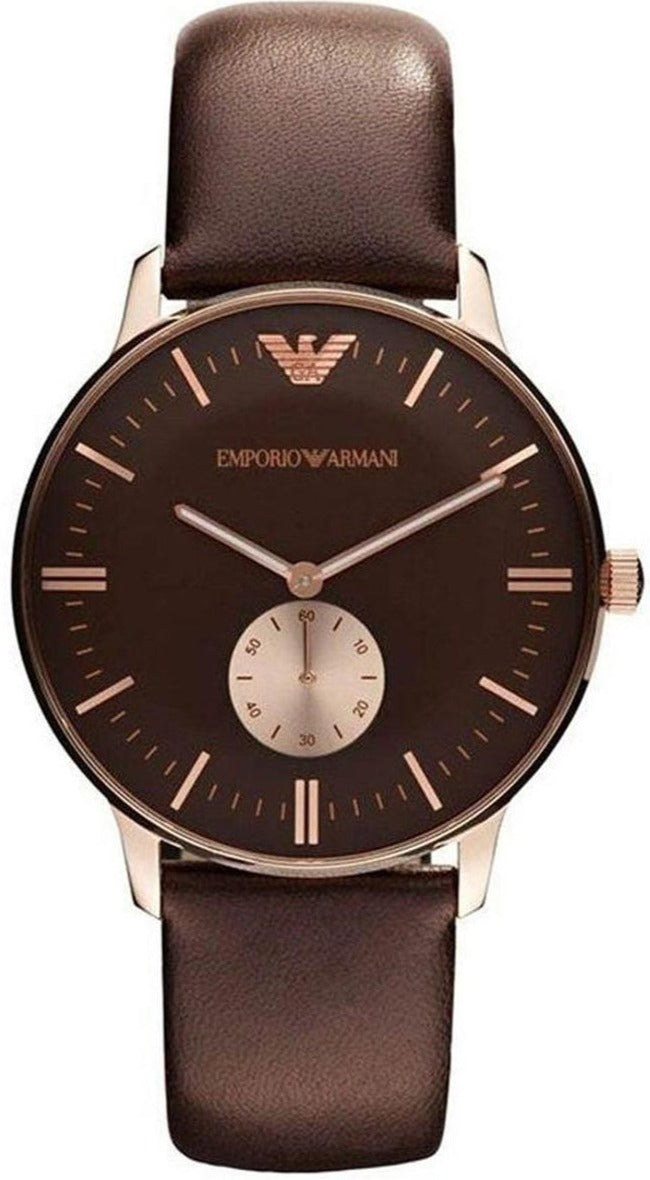  Shop Authentic Emporio Armani Classic Brown Dial Brown Leather Strap Watch For Men - AR0383 - Luxxuri