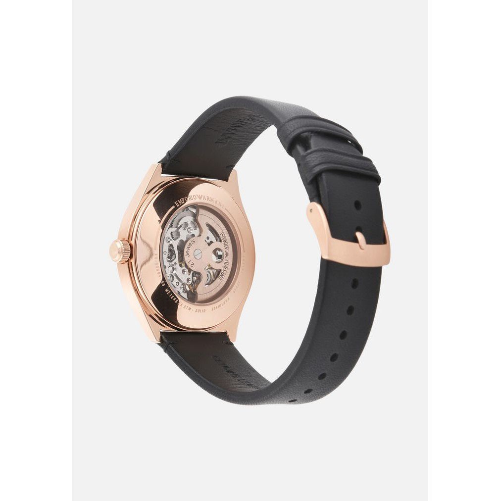  Shop Authentic Emporio Armani Meccanico Black Dial Black Leather Watch For Men - AR60004 - Luxxuri