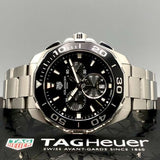  Shop Authentic Tag Heuer Aquaracer Quartz Chronograph Black Dial Silver Steel Strap Watch for Men - CAY111A.BA0927 - Luxxuri