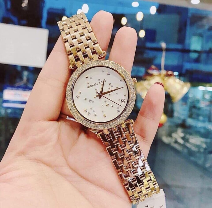 Michael Kors Darci White Dial Gold Steel Strap Watch for Women - MK3727