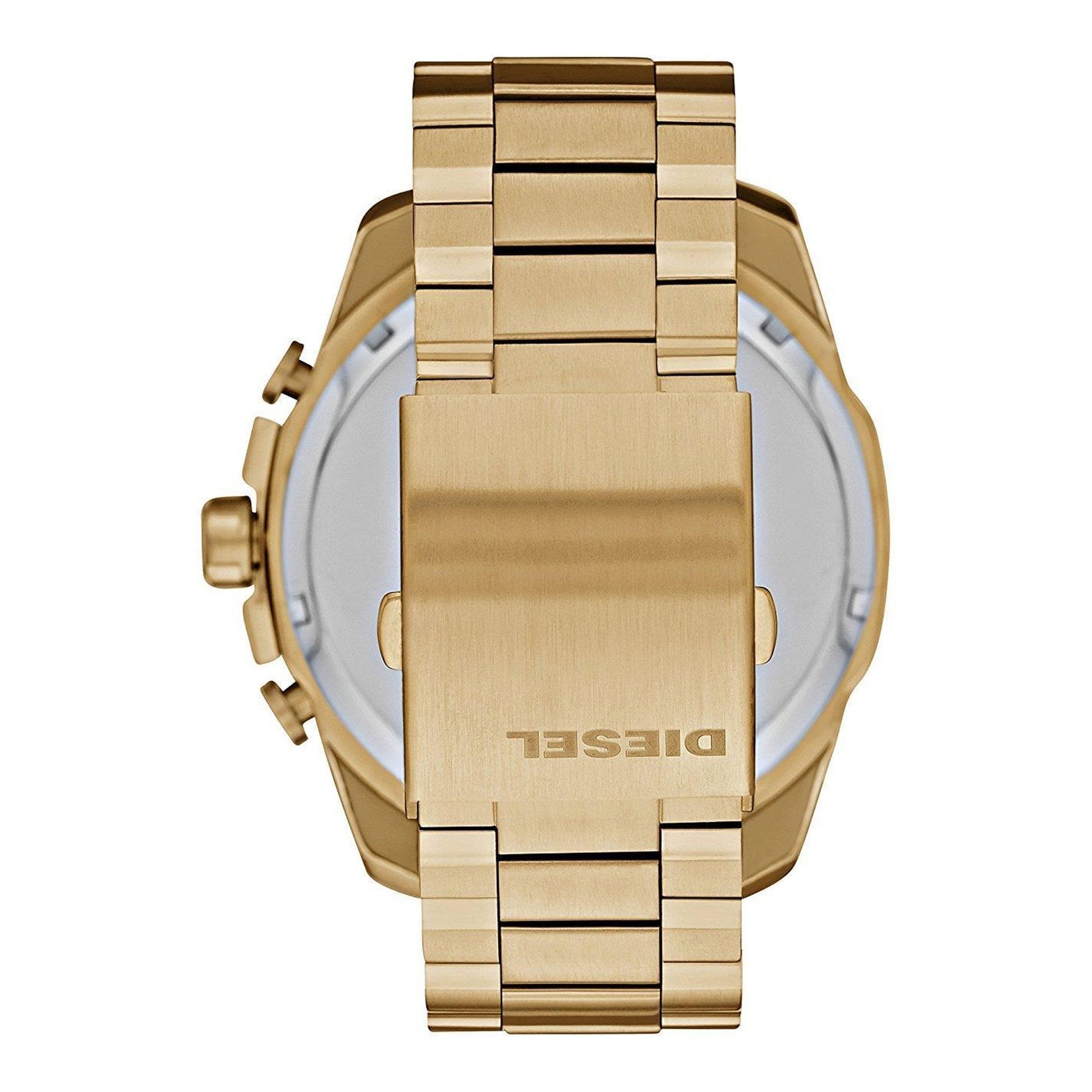 Diesel Mega Chief Gold Dial Gold Steel Strap Watch For Men - DZ4360