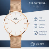  Shop Authentic Daniel Wellington Petite Melrose White Dial Rose Gold Mesh Strap Watch For Women - DW00100305 - Luxxuri