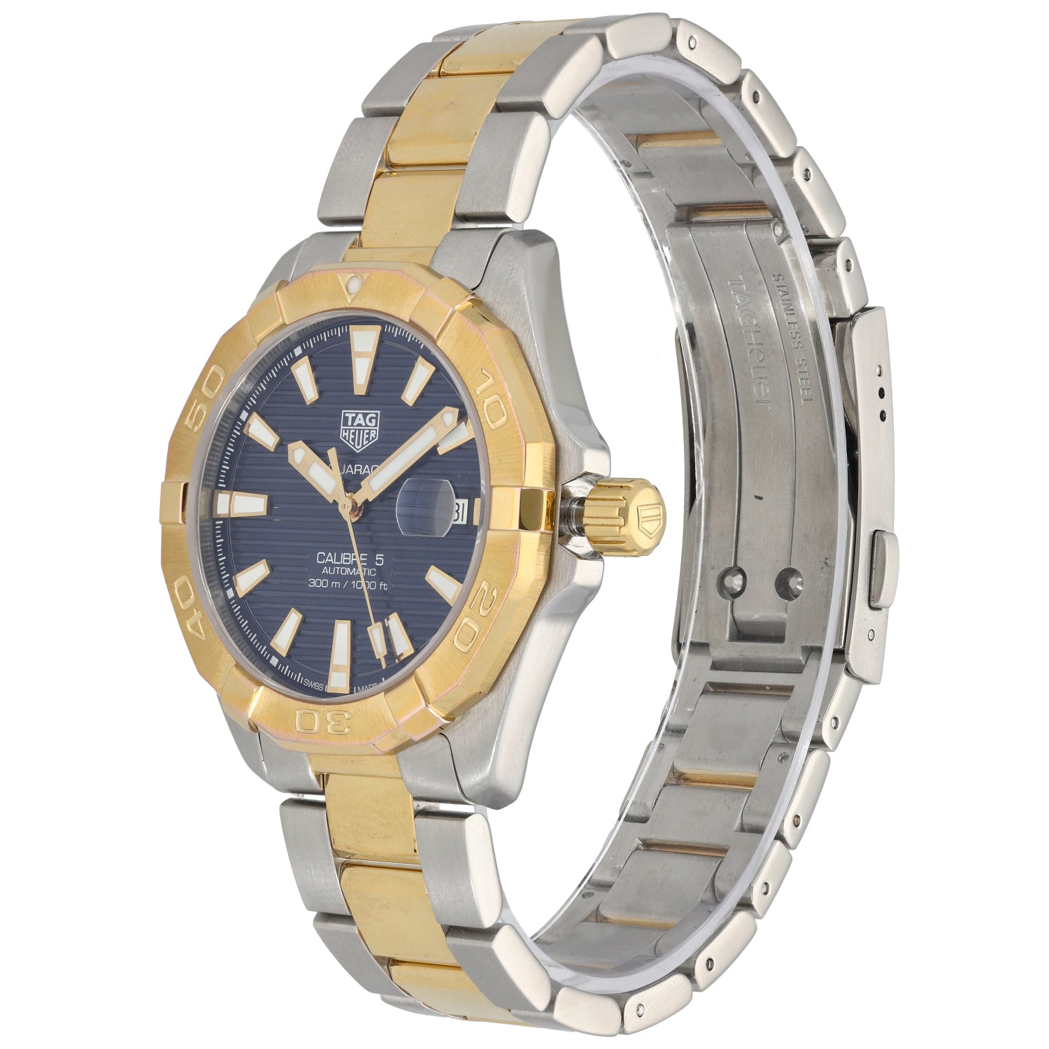  Shop Authentic Tag Heuer Aquaracer Calibre 5 Blue Dial Two Tone Steel Strap Watch for Women - WBD2120.BB0930 - Luxxuri