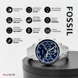  Shop Authentic Fossil Neutra Chronograph Blue Dial Silver Steel Strap Watch for Men - FS6025 - Luxxuri