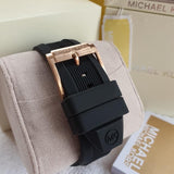  Shop Authentic Michael Kors Dylan Chronograph Black Dial Black Rubber Strap Watch For Women - MK8557 - Luxxuri