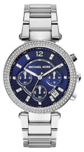  Shop Authentic Michael Kors Parker Chronograph Blue Dial Silver Steel Strap Watch for Women - MK6117 - Luxxuri