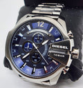  Shop Authentic Diesel Mega Chief Chronograph Blue Dial Silver Steel Strap Watch For Men - DZ4417 - Luxxuri