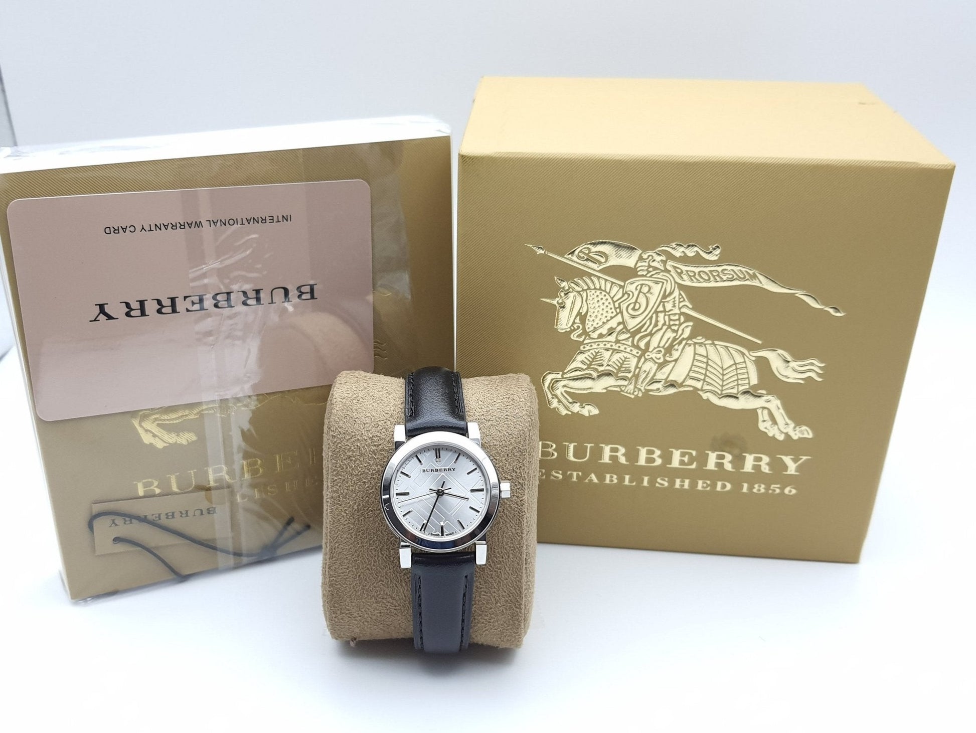  Shop Authentic Burberry The City White Dial Black Leather Strap Watch for Women - BU9206 - Luxxuri