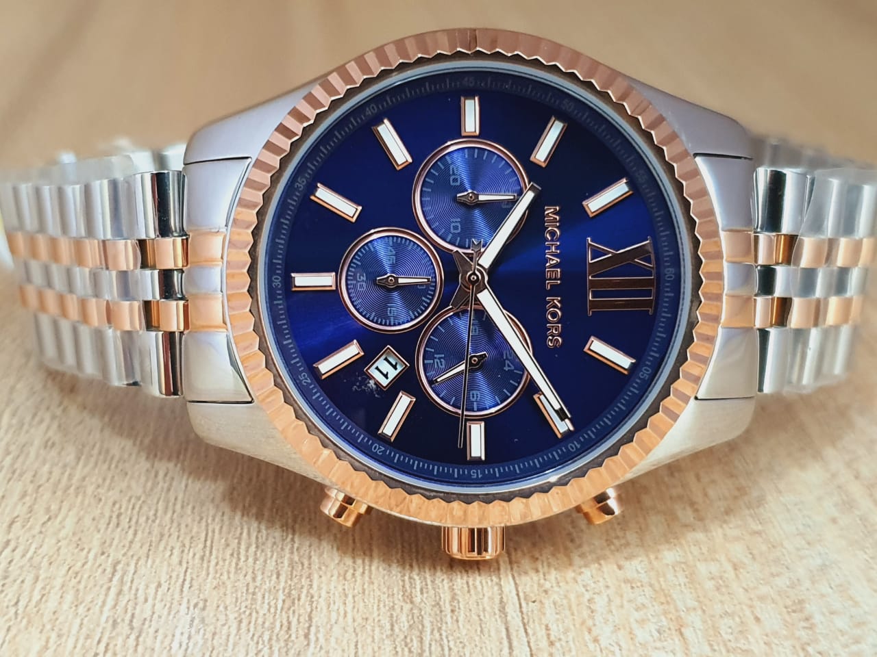  Shop Authentic Michael Kors Lexington Blue Dial Two Tone Steel Strap Watch for Men - MK8412 - Luxxuri