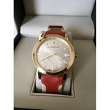  Shop Authentic Burberry Heritage Nova Gold Dial Haymarket Red Leather Strap Watch for Women - BU9111 - Luxxuri