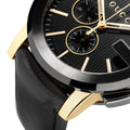  Shop Authentic Gucci G Chrono Black Dial Black Leather Strap Watch For Men - YA101203 - Luxxuri