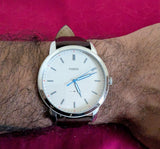  Shop Authentic Fossil Minimalist Off White Dial Brown Leather Strap Watch for Men - FS5306 - Luxxuri