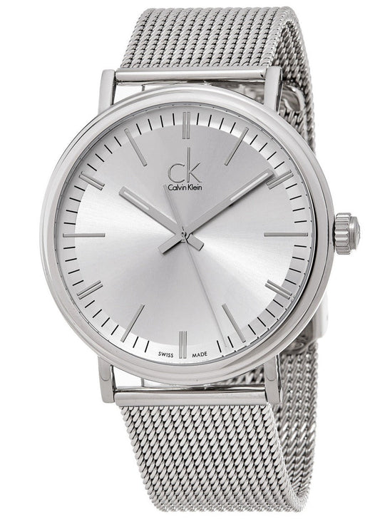  Shop Authentic Calvin Klein Surround Silver Dial Silver Mesh Bracelet Watch for Men - K3W21126 - Luxxuri