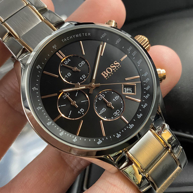  Shop Authentic Hugo Boss Grand Prix Black Dial Two Tone Steel Strap Watch for Men - 1513473 - Luxxuri