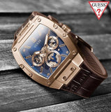  Shop Authentic Guess Phoenix Multifunction Blue Dial Brown Leather Strap Watch for Men - GW0202G2 - Luxxuri