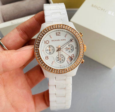  Shop Authentic Michael Kors Ceramic White Dial White Steel Strap Watch for Women - MK5269 - Luxxuri