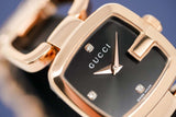  Shop Authentic Gucci G Ladies Diamonds Black Dial Rose Gold Steel Strap Watch For Women - YA125512 - Luxxuri
