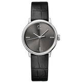  Shop Authentic Calvin Klein Grey Dial Black Leather Strap Watch for Women - K2Y2Y1CU - Luxxuri