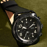  Shop Authentic Fossil Bronson Chronograph Black Dial Black Leather Strap Watch for Men - FS5874 - Luxxuri