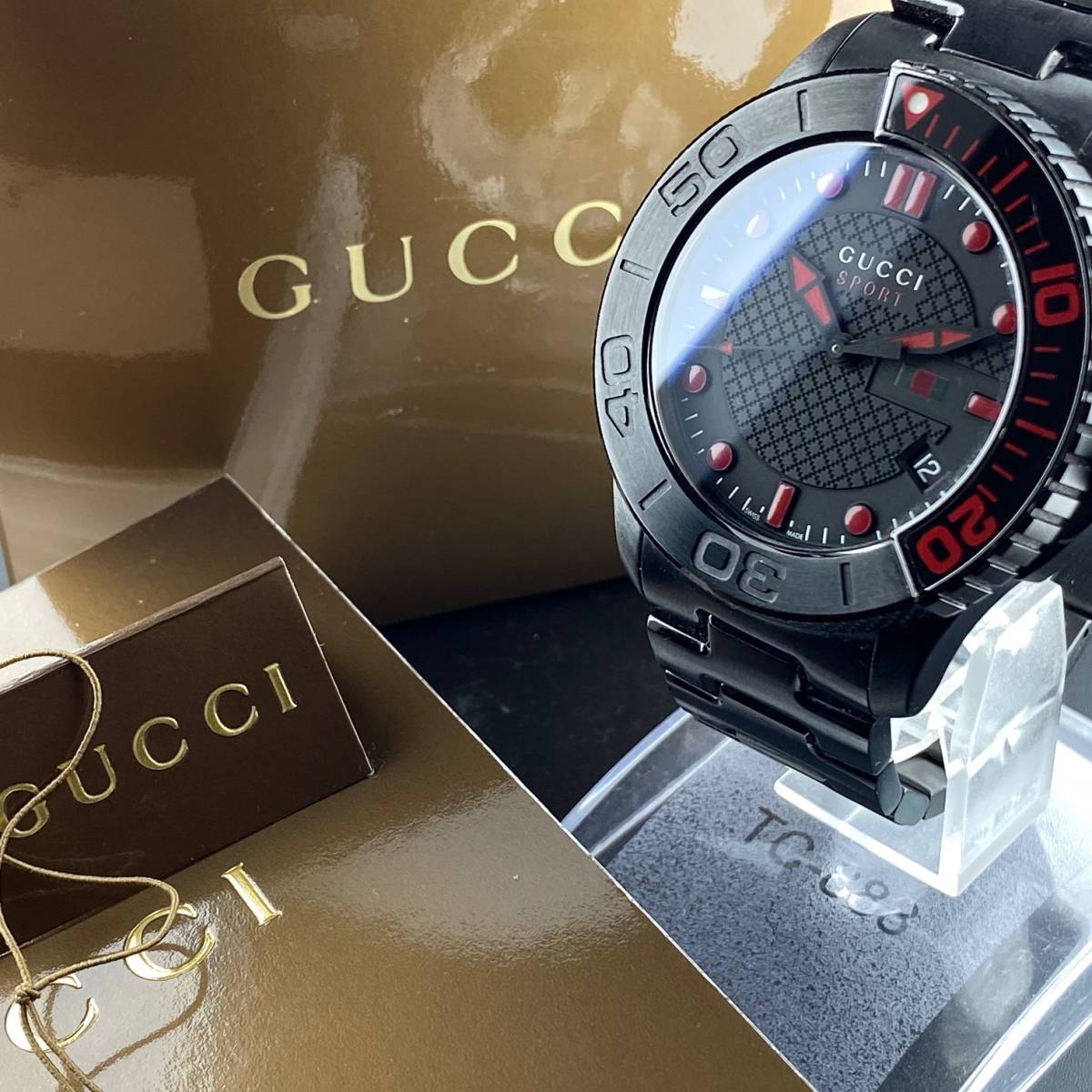 Gucci G Timeless Sport Black Dial Black Steel Strap Watch For Men - YA126230