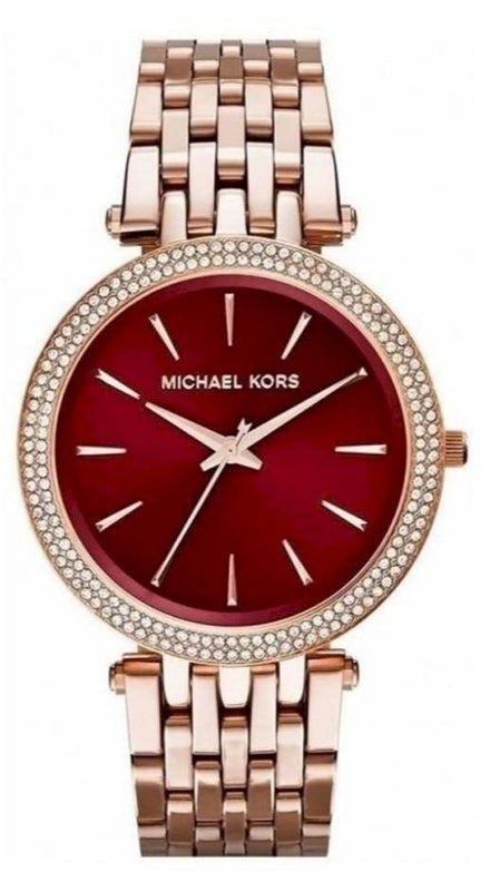  Shop Authentic Michael Kors Darci Red DIal Rose Gold Stainless Steel Strap Watch for Women - MK3378 - Luxxuri