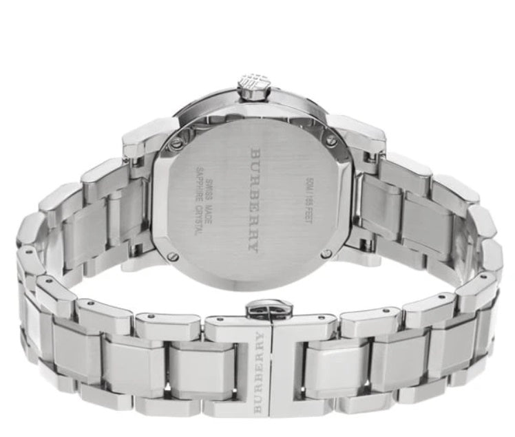  Shop Authentic Burberry The City Diamonds Silver Dial Silver Steel Strap Watch for Women - BU9125 - Luxxuri