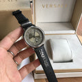  Shop Authentic Versace V-Circle Black Manifesto Courage Quartz Silver Dial Black Leather Strap Watch for Men - VBQ080017 - Luxxuri