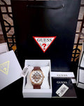 Shop Authentic Guess Multi-Function Chronograph White Dial Brown Leather Strap Watch For Men - GW0389G8 - Luxxuri