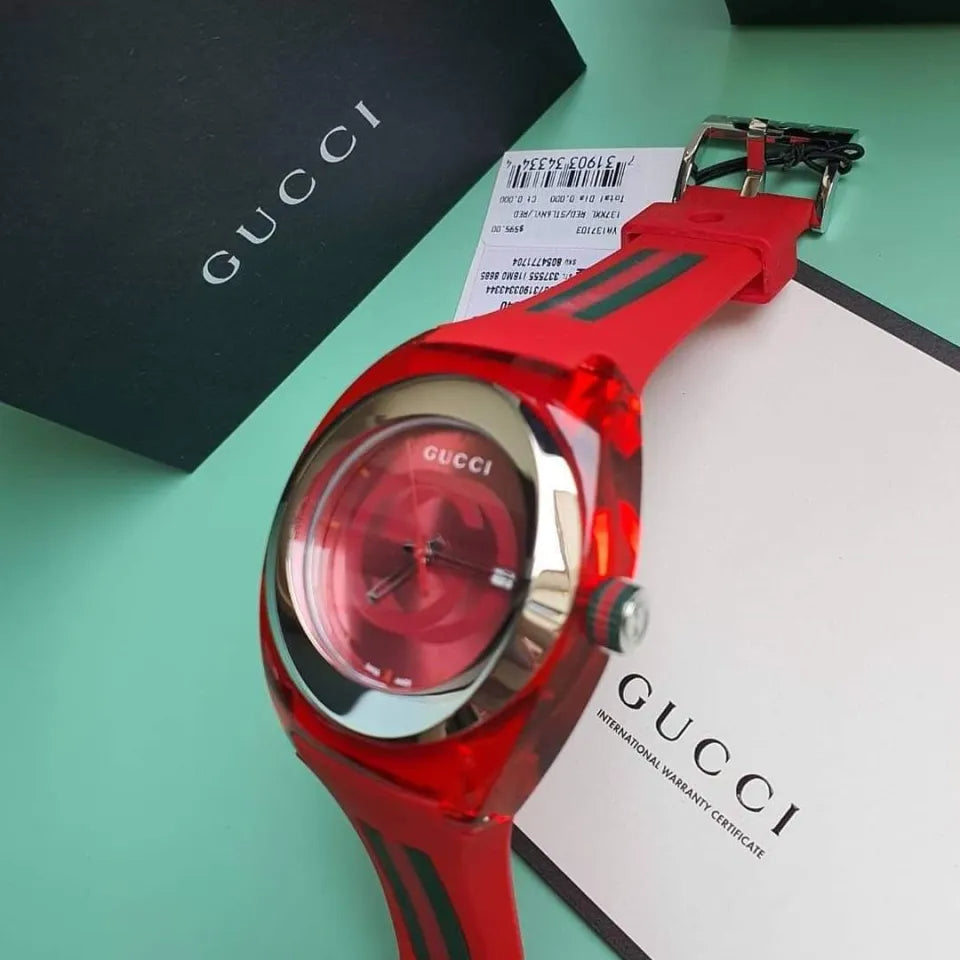  Shop Authentic Gucci Sync XXL Quartz Red Dial Red Rubber Strap Unisex Watch -  YA137103 - Luxxuri