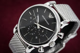  Shop Authentic Emporio Armani Luigi Chronograph Black Dial Silver Mesh Bracelet Watch For Men - AR1811 - Luxxuri