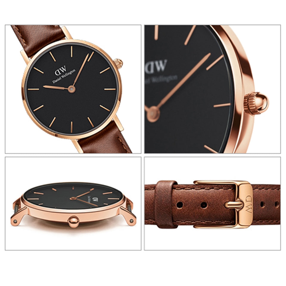  Shop Authentic Daniel Wellington Classic Petite St Mawes Black Dial Brown Leather Strap Watch For Women - DW00100225 - Luxxuri