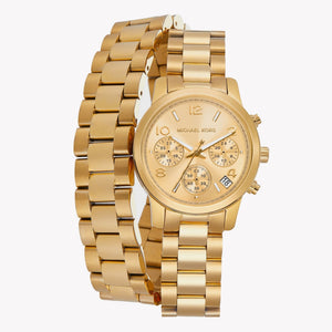  Shop Authentic Michael Kors Runway Chronograph Analog Gold Dial Gold Steel Strap Watch for Women - MK7452 - Luxxuri