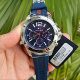  Shop Authentic Tommy Hilfiger Nolan Chronograph Blue Dial Blue Rubber Strap Watch for Men - 1791142 - Luxxuri