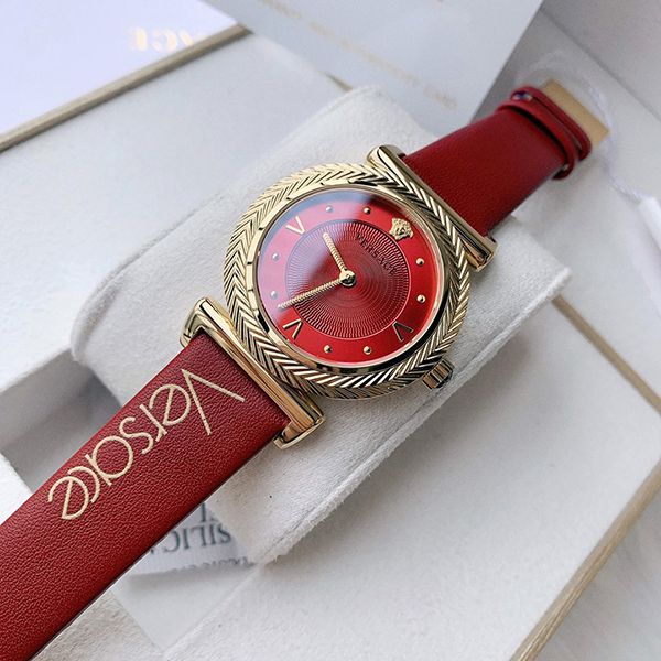  Shop Authentic Versace V-Motif Red Dial Red Leather Strap Watch for Women - VERE00418 - Luxxuri