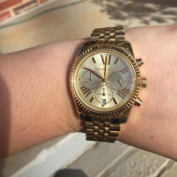  Shop Authentic Michael Kors Lexington Chronograph Gold Dial Gold Steel Strap Watch for Women - MK5556 - Luxxuri