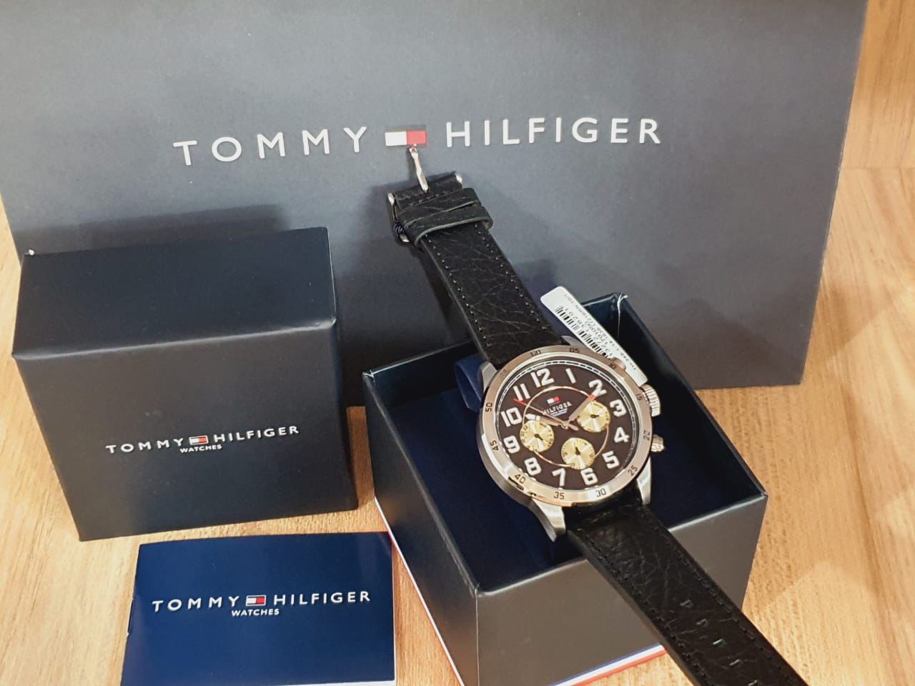  Shop Authentic Tommy Hilfiger Sport Chronograph Black Dial Black Leather Strap Watch for Men - 1791050 - Luxxuri