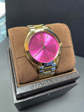  Shop Authentic Michael Kors Slim Runway Pink Dial Rose Gold Steel Strap Watch for Women - MK3264 - Luxxuri