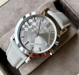  Shop Authentic Burberry Heritage Grey Dial Beige Leather Strap Unisex Watch - BU1754 - Luxxuri