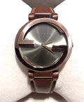  Shop Authentic Gucci Interlocking Brown Dial Brown Leather Strap Watch For Women - YA133309 - Luxxuri