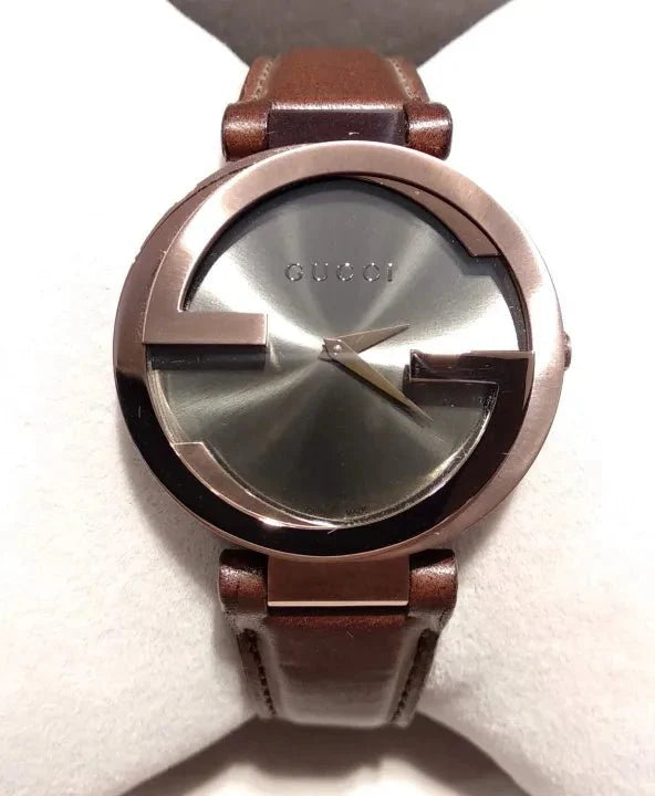  Shop Authentic Gucci Interlocking Brown Dial Brown Leather Strap Watch For Women - YA133309 - Luxxuri