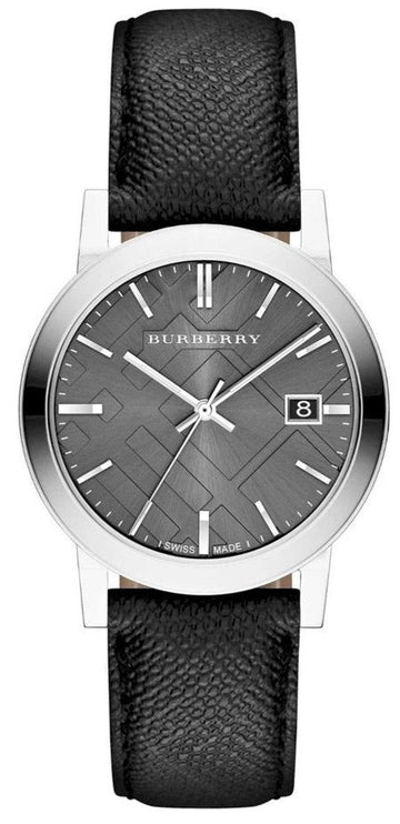  Shop Authentic Burberry The City Grey Dial Black Leather Strap Watch for Men - BU9030 - Luxxuri