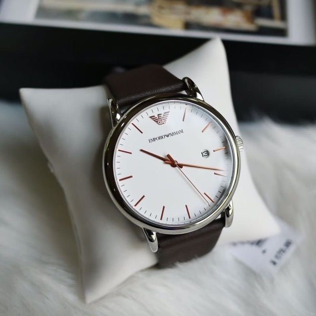  Shop Authentic Emporio Armani Herren White Dial Brown Leather Strap Watch For Men - AR11103 - Luxxuri
