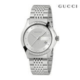  Shop Authentic Gucci G Timeless Diamonds Silver Dial Silver Steel Strap Watch For Men - YA126407 - Luxxuri