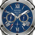  Shop Authentic Bulova Marine Star Blue Dial Black Silicone Strap Watch for Men - 98B258 - Luxxuri