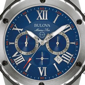  Shop Authentic Bulova Marine Star Blue Dial Black Silicone Strap Watch for Men - 98B258 - Luxxuri