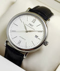  Shop Authentic IWC Portofino Automatic White Dial Black Leather Strap Watch for Men - IW356501 - Luxxuri