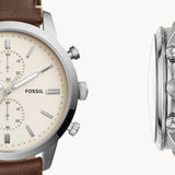 Shop Authentic Fossil Townsman Chronograph White Dial Brown Leather Strap Watch for Men - FS5350 - Luxxuri