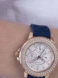  Shop Authentic Guess Crown Jewel Diamonds White Dial Blue Rubber Strap Watch for Women - GW0411L2 - Luxxuri