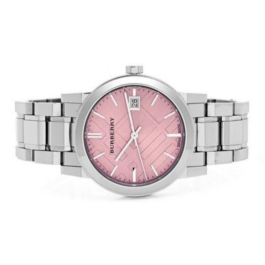  Shop Authentic Burberry The City Pink Dial Silver Steel Strap Watch for Women - BU9124 - Luxxuri